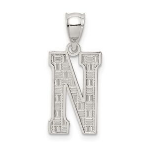 Sterling Silver, Sami Collection, Textured Block Initial N Pendant